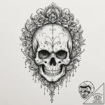 Keyhole within iron skull, ink illustration f… – tattoo sketch (№1753166604_0, 22.07.2025 06:43) — tattoovalue.net