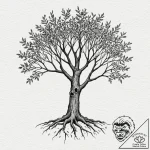 Engraved seed beneath bone tree, tattoo sketc… – tattoo sketch (№1753167313_0, 22.07.2025 06:55) — tattoovalue.net