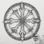 Bone circle in ritual pit, tattoo flash sheet… – tattoo sketch (№1753167393_0, 22.07.2025 06:56) — tattoovalue.net