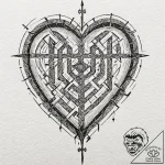 Labyrinth heart trapped in glass, tattoo line… – tattoo sketch (№1753167707_0, 22.07.2025 07:01) — tattoovalue.net