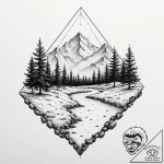 A dotwork landscape – tattoo sketch (№1753169050_0, 22.07.2025 07:24) — tattoovalue.net