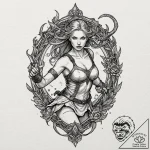 Shieldmaiden, fierce and determined, in the m… – tattoo sketch (№1753169127_0, 22.07.2025 07:25) — tattoovalue.net