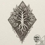 Mandrake root, ink illustration for tattoo, c… – tattoo sketch (№1753169207_0, 22.07.2025 07:26) — tattoovalue.net