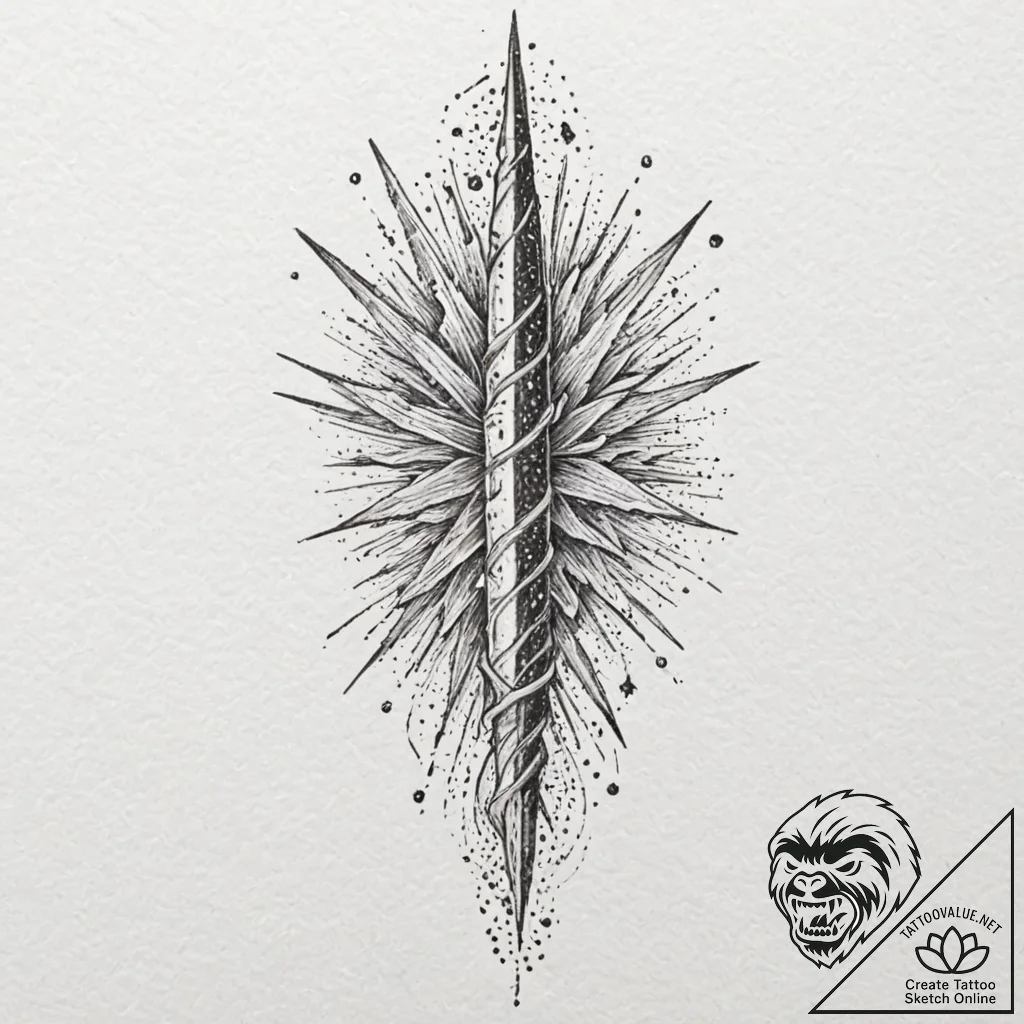 Astral dagger with comet trail, concept art f... - tattoo sketch (№1753169524_0, 22.07.2025 07:32) — tattoovalue.net
