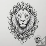Ashen lion walking through ashes, tattoo line… – tattoo sketch (№1753169603_0, 22.07.2025 07:33) — tattoovalue.net
