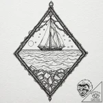 Sea glass pendant beneath iron sky, tattoo li… – tattoo sketch (№1753170158_0, 22.07.2025 07:42) — tattoovalue.net