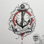 Angelic anchor suspended in clouds, tattoo sk… – tattoo sketch (№1753170236_0, 22.07.2025 07:43) — tattoovalue.net