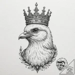 A whimsical bird with a crown, regal,, ink il… – tattoo sketch (№1753170394_0, 22.07.2025 07:46) — tattoovalue.net
