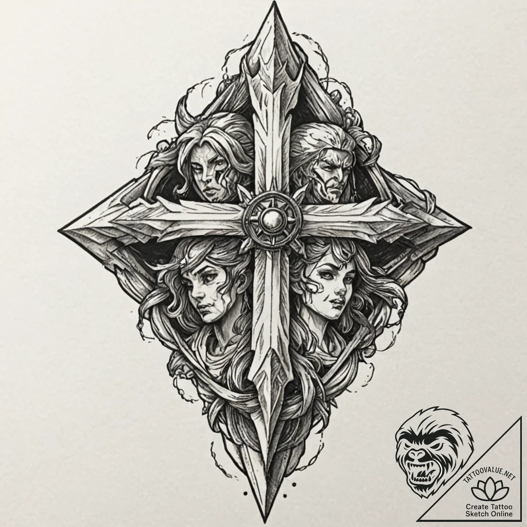 Apocalyptic blade with jagged edge, tattoo li... - tattoo sketch (№1753170869_0, 22.07.2025 07:54) — tattoovalue.net