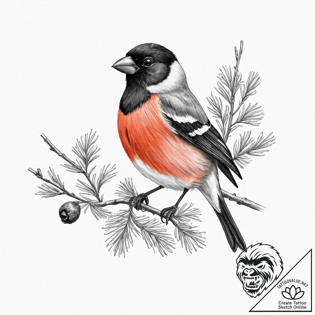 Bullfinch - tattoo sketch (№1753171814_0, 22.07.2025 08:10) — tattoovalue.net