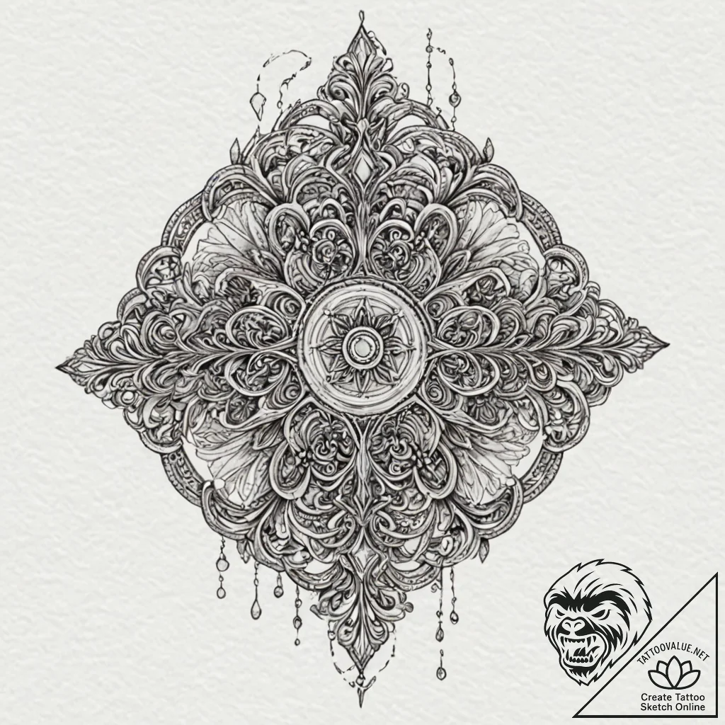 Ice crown trapped in spectral chains, tattoo... - tattoo sketch (№1753172128_0, 22.07.2025 08:15) — tattoovalue.net