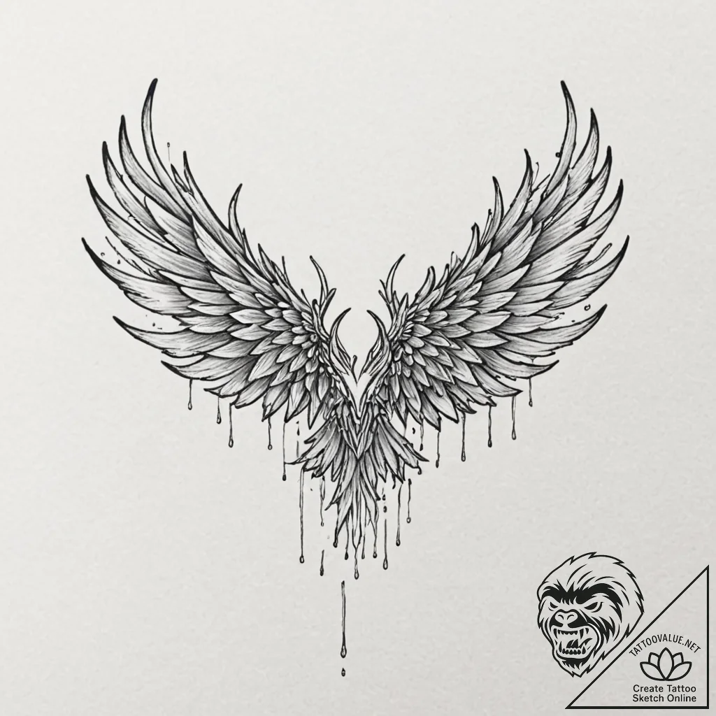 Quicksilver wings tearing through mist, tatto... - tattoo sketch (№1753172286_0, 22.07.2025 08:18) — tattoovalue.net