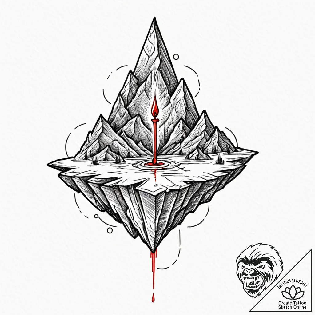Riftstone floating in void, artistic tattoo s... - tattoo sketch (№1753172994_0, 22.07.2025 08:29) — tattoovalue.net