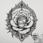 Burning rose encased in glass, artistic tatto… – tattoo sketch (№1753173073_0, 22.07.2025 08:31) — tattoovalue.net