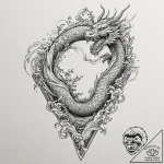 Kimono dragon beneath spectral gate, concept… – tattoo sketch (№1753173152_0, 22.07.2025 08:32) — tattoovalue.net