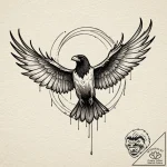 Animated raven with stitched wings, tattoo dr… – tattoo sketch (№1753173863_0, 22.07.2025 08:44) — tattoovalue.net