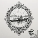 Rowing shell, sleek and fast, moving in uniso… – tattoo sketch (№1753173942_0, 22.07.2025 08:45) — tattoovalue.net