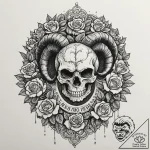 Ram (battering ram) striking a fortress gate,… – tattoo sketch (№1753174021_0, 22.07.2025 08:47) — tattoovalue.net