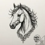 Astral horse with star mane, artistic tattoo… – tattoo sketch (№1753174491_0, 22.07.2025 08:54) — tattoovalue.net