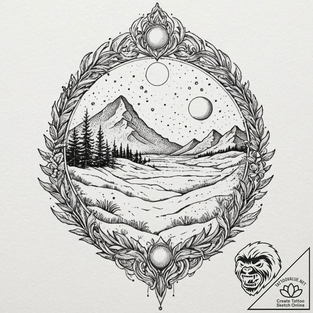 Shifting sands swallowing relic, tattoo sketc... - tattoo sketch (№1753174649_0, 22.07.2025 08:57) — tattoovalue.net