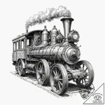 Traction engine, old and steam-powered, but w… – tattoo sketch (№1753174886_0, 22.07.2025 09:01) — tattoovalue.net