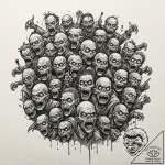 Zombie horde overwhelming a barricade, tattoo… – tattoo sketch (№1753174965_0, 22.07.2025 09:02) — tattoovalue.net