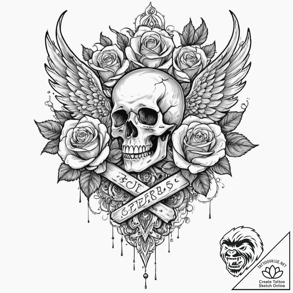Clawed wings tearing sky, ink illustration fo... - tattoo sketch (№1753175517_0, 22.07.2025 09:11) — tattoovalue.net