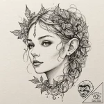 Elven ear adorned with glowing moonstones and… – tattoo sketch (№1753177568_0, 22.07.2025 09:46) — tattoovalue.net