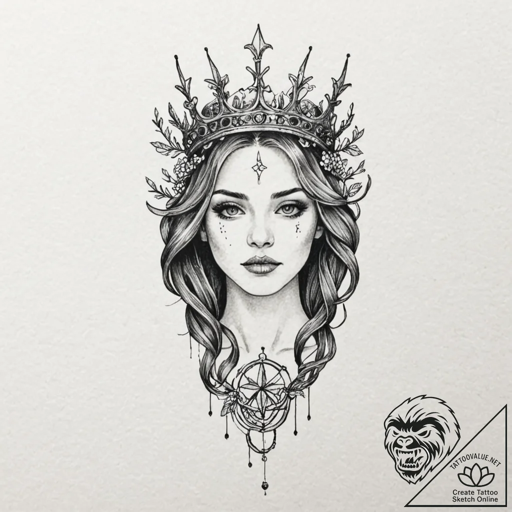 Thorn crown wrapped in roots, tattoo flash sh... - tattoo sketch (№1753178279_0, 22.07.2025 09:57) — tattoovalue.net