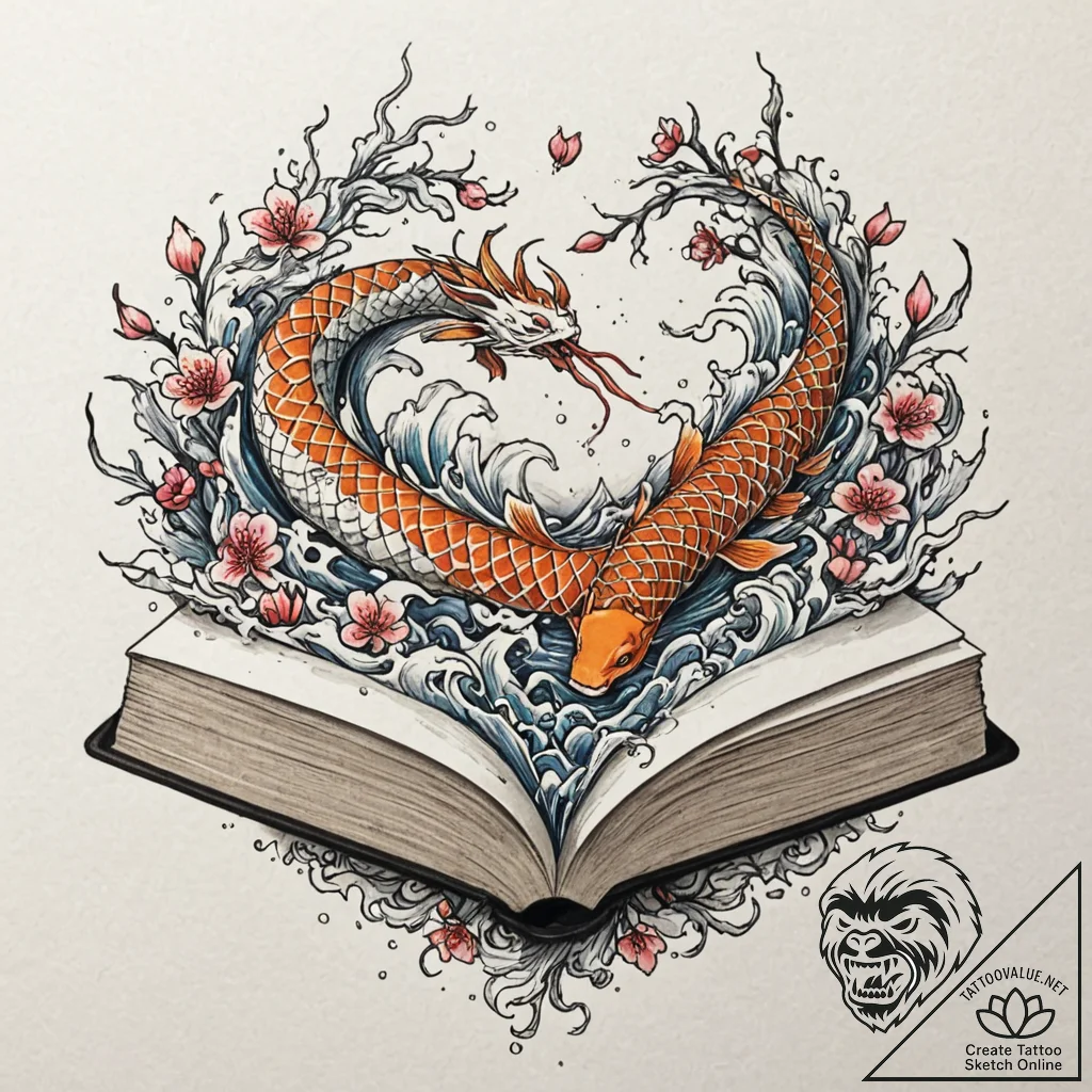 A tree growing out of an open book, concept a... - tattoo sketch (№1753178436_0, 22.07.2025 10:00) — tattoovalue.net
