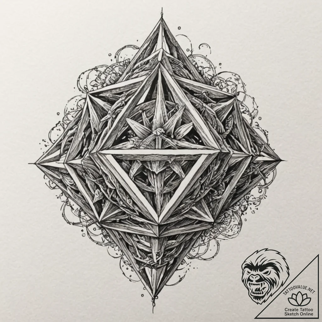 Dodecahedron (polyhedron) floating, with each... - tattoo sketch (№1753178593_0, 22.07.2025 10:03) — tattoovalue.net
