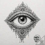Antique key with demonic eye, tattoo flash sh… – tattoo sketch (№1753178989_0, 22.07.2025 10:09) — tattoovalue.net