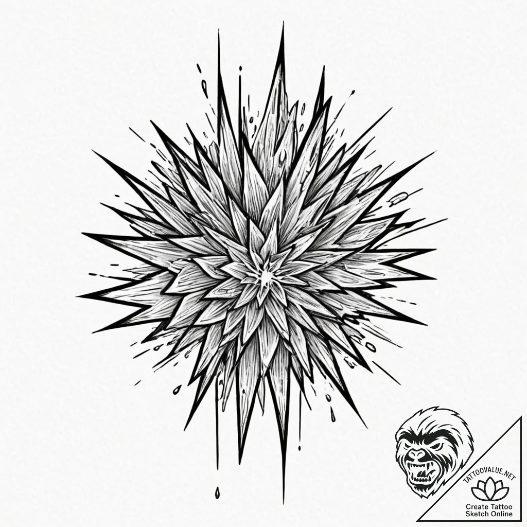 A detailed broken glass of water, shattered,,... - tattoo sketch (№1753179461_0, 22.07.2025 10:17) — tattoovalue.net
