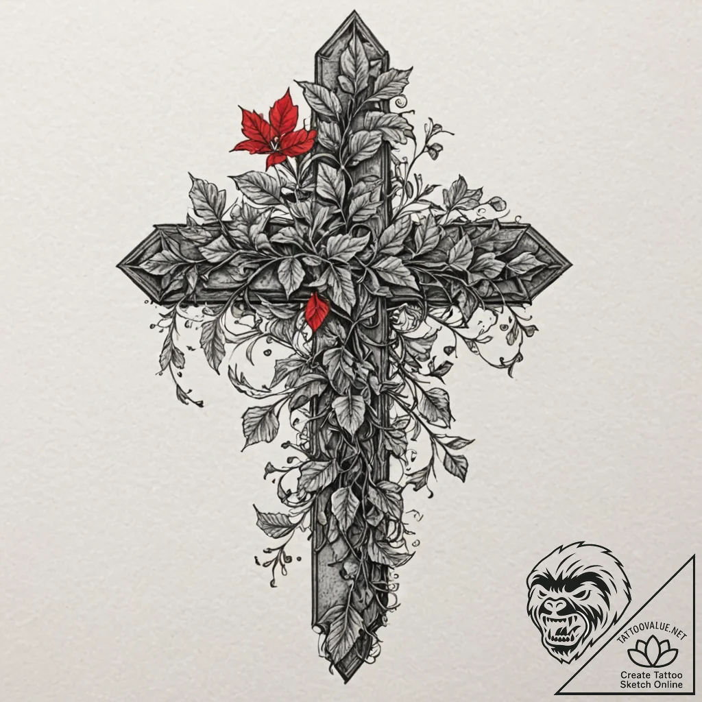 A strong brick wall with ivy climbing, rustic... - tattoo sketch (№1753179935_0, 22.07.2025 10:25) — tattoovalue.net