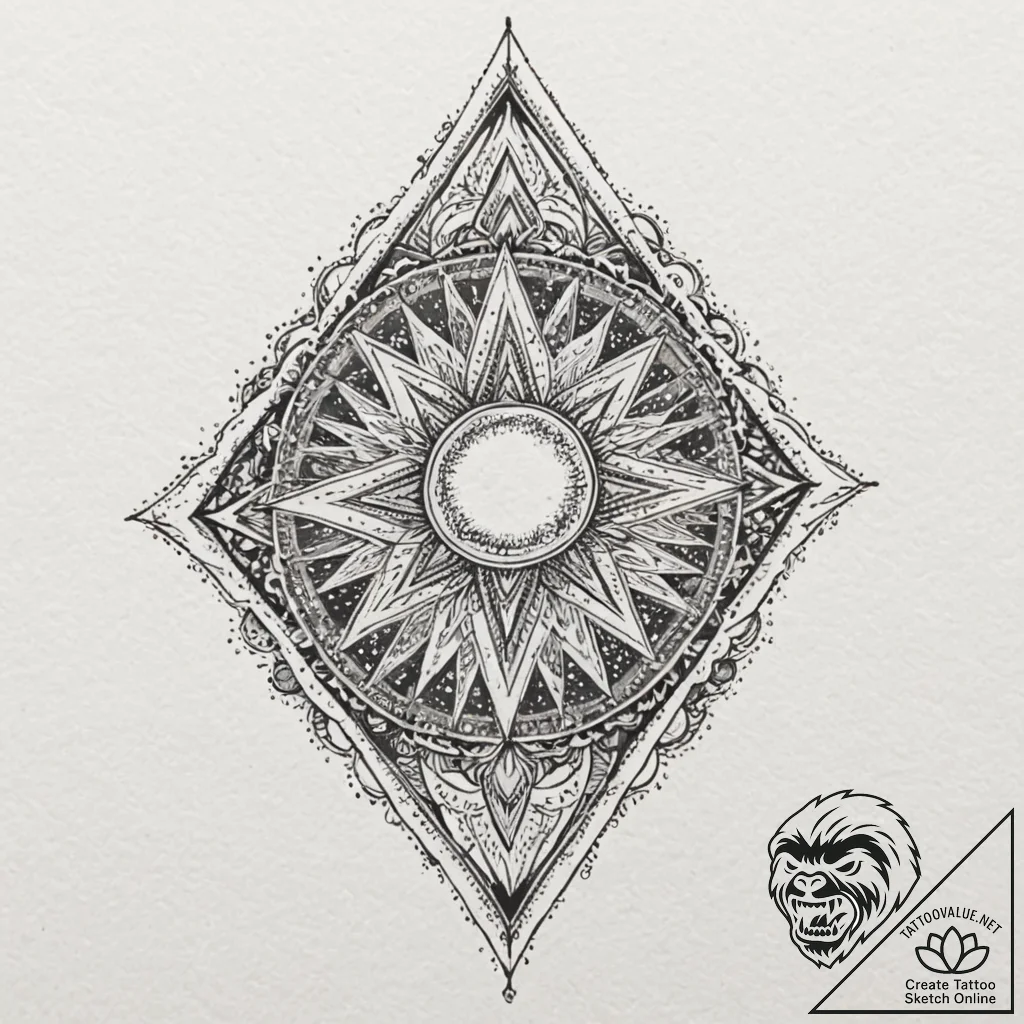 Opal star beneath spectral storm, tattoo line... - tattoo sketch (№1753180250_0, 22.07.2025 10:30) — tattoovalue.net