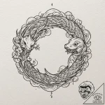 Pac-man being chased by a photorealistic ghos… – tattoo sketch (№1753180330_0, 22.07.2025 10:32) — tattoovalue.net