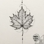 Maple leaf, tattoo flash sheet design, detail… – tattoo sketch (№1753180409_0, 22.07.2025 10:33) — tattoovalue.net