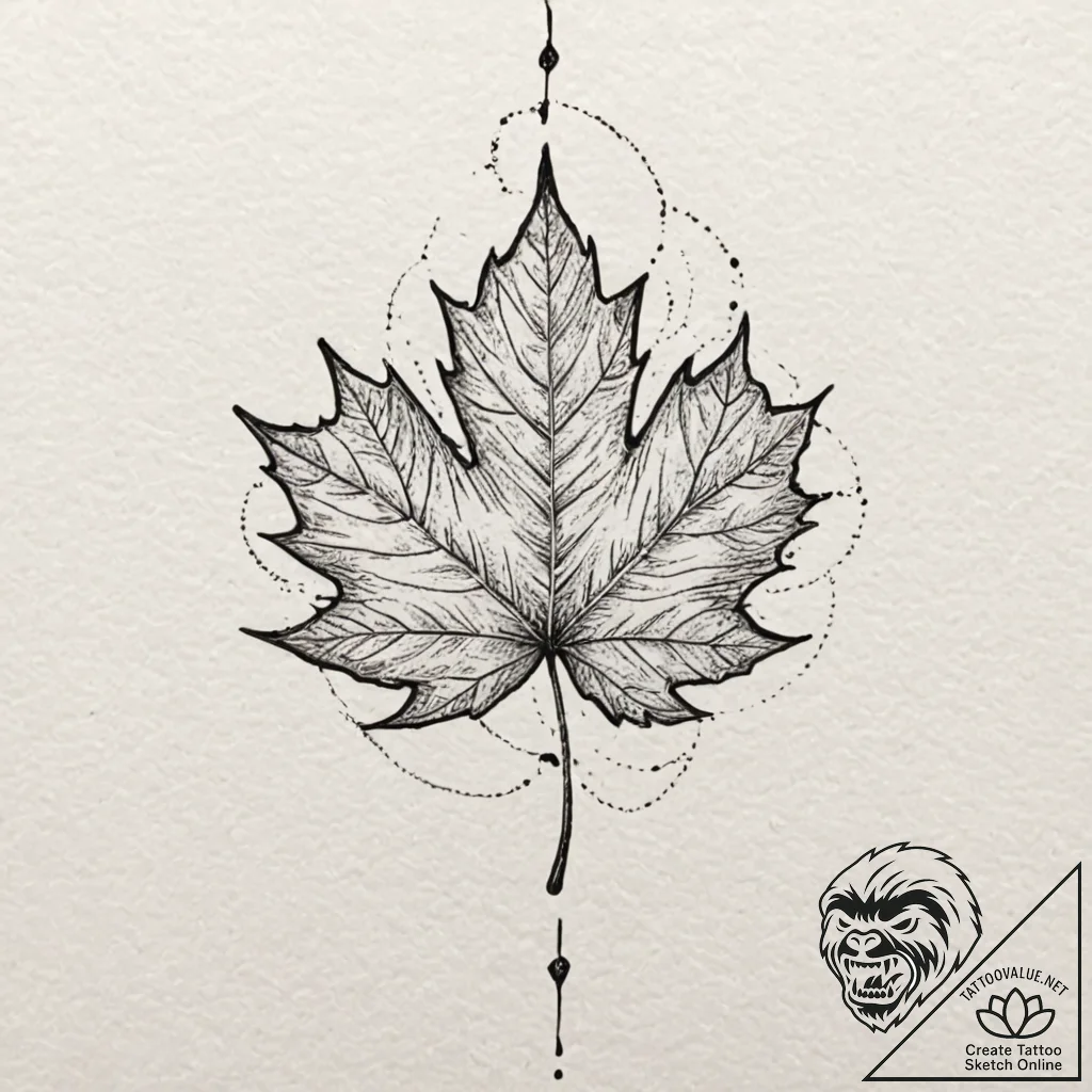 Maple leaf, tattoo flash sheet design, detail... - tattoo sketch (№1753180409_0, 22.07.2025 10:33) — tattoovalue.net