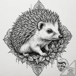 Hedgehog with spines of sharp, crystalline sh… – tattoo sketch (№1753180488_0, 22.07.2025 10:34) — tattoovalue.net