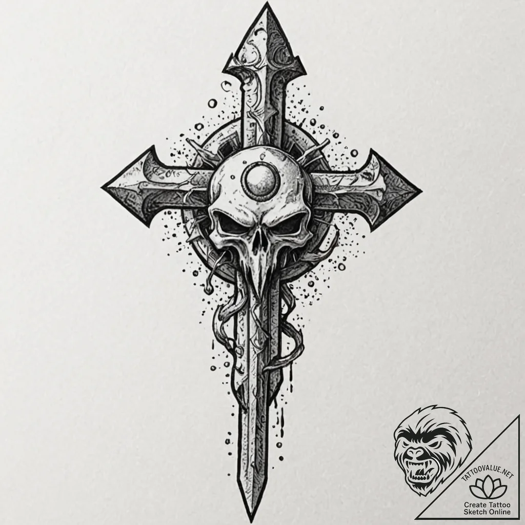 Uranium dagger devouring relic, tattoo line a... - tattoo sketch (№1753180882_0, 22.07.2025 10:41) — tattoovalue.net
