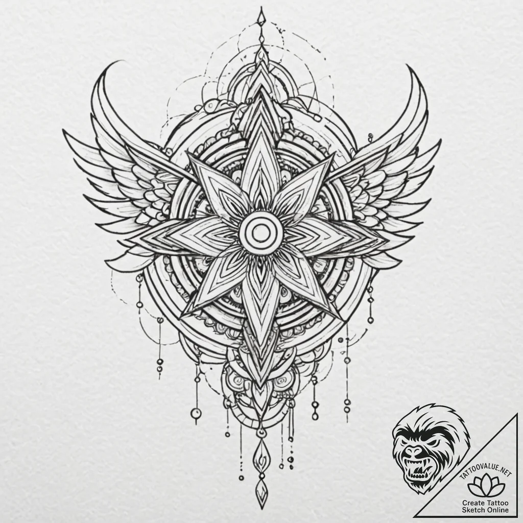 Xiphos wings beneath spectral veil, tattoo fl... - tattoo sketch (№1753181040_0, 22.07.2025 10:44) — tattoovalue.net
