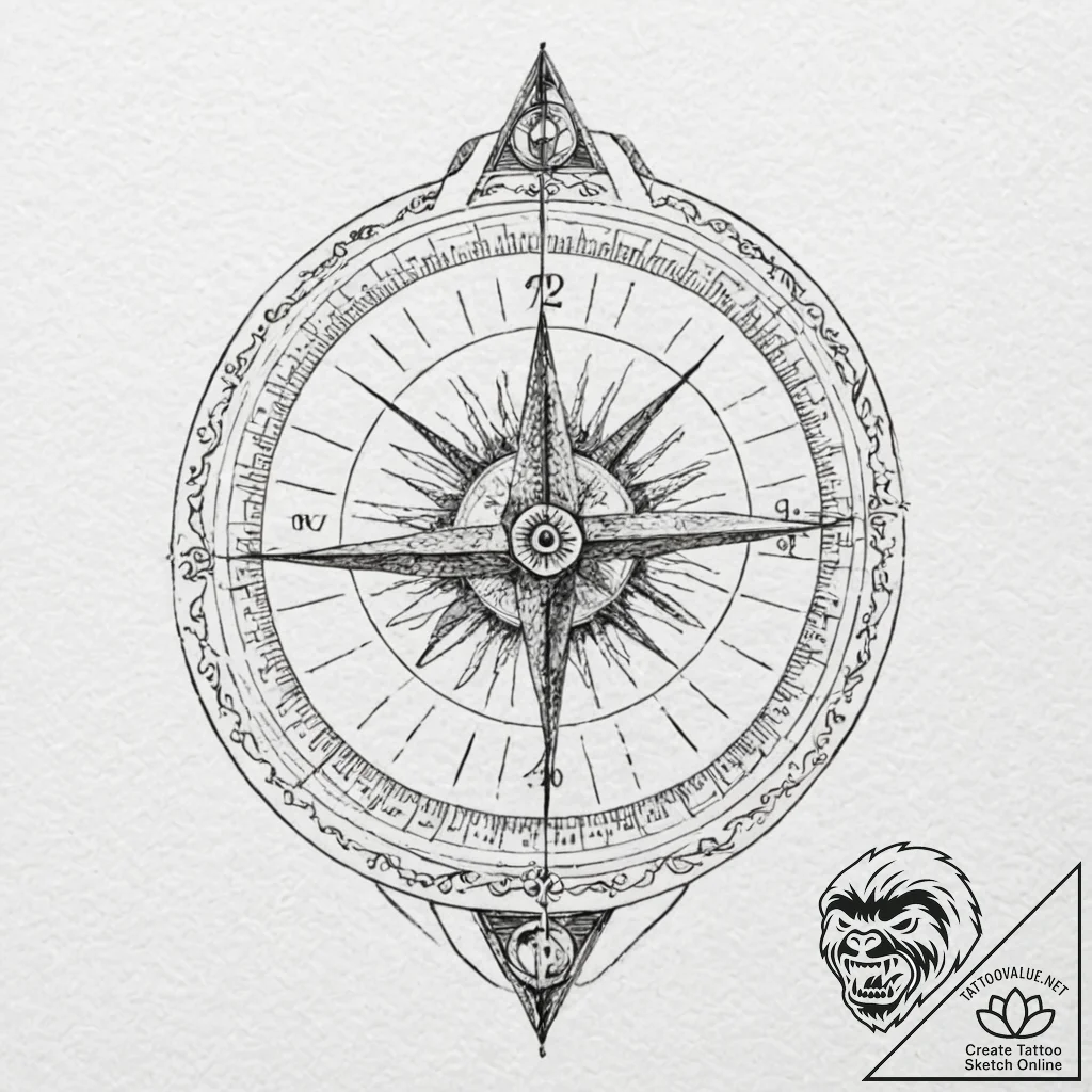 A sundial - tattoo sketch (№1753182148_0, 22.07.2025 11:02) — tattoovalue.net