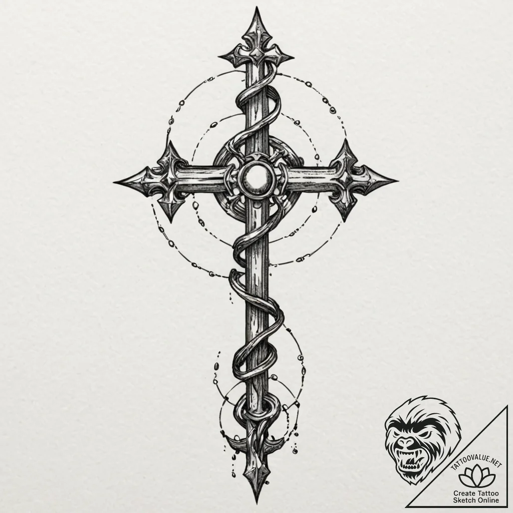 Abyssal chains rusting, tattoo line art, sket... - tattoo sketch (№1753182560_0, 22.07.2025 11:09) — tattoovalue.net