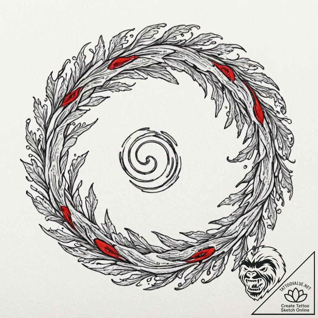 Kelp spiraling through spectral pool, artisti... - tattoo sketch (№1753183068_0, 22.07.2025 11:17) — tattoovalue.net