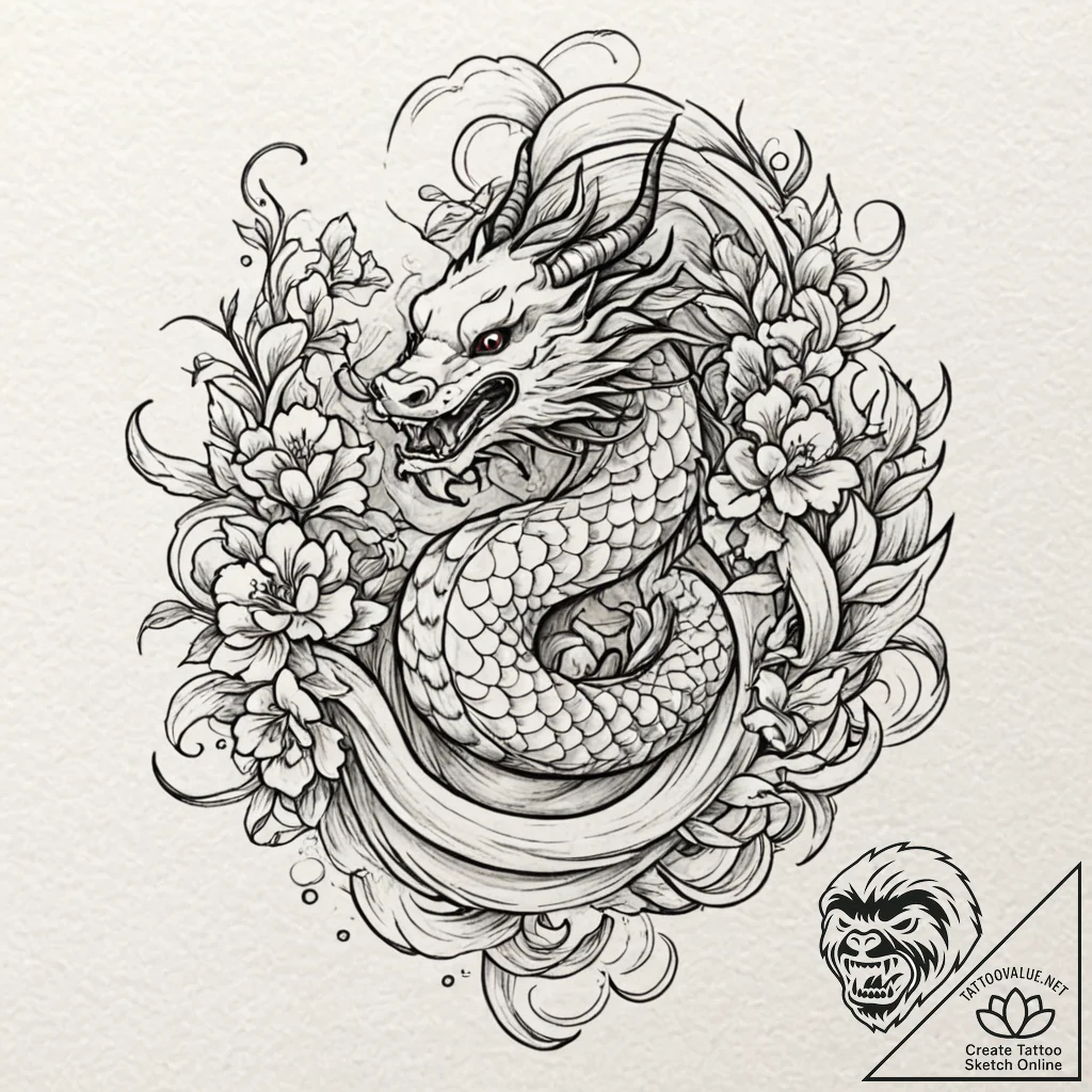 Capricorn, ink illustration for tattoo, irezu... - tattoo sketch (№1753183492_0, 22.07.2025 11:24) — tattoovalue.net