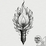 Torch burning with spectral flame, ink illust… – tattoo sketch (№1753183920_0, 22.07.2025 11:32) — tattoovalue.net