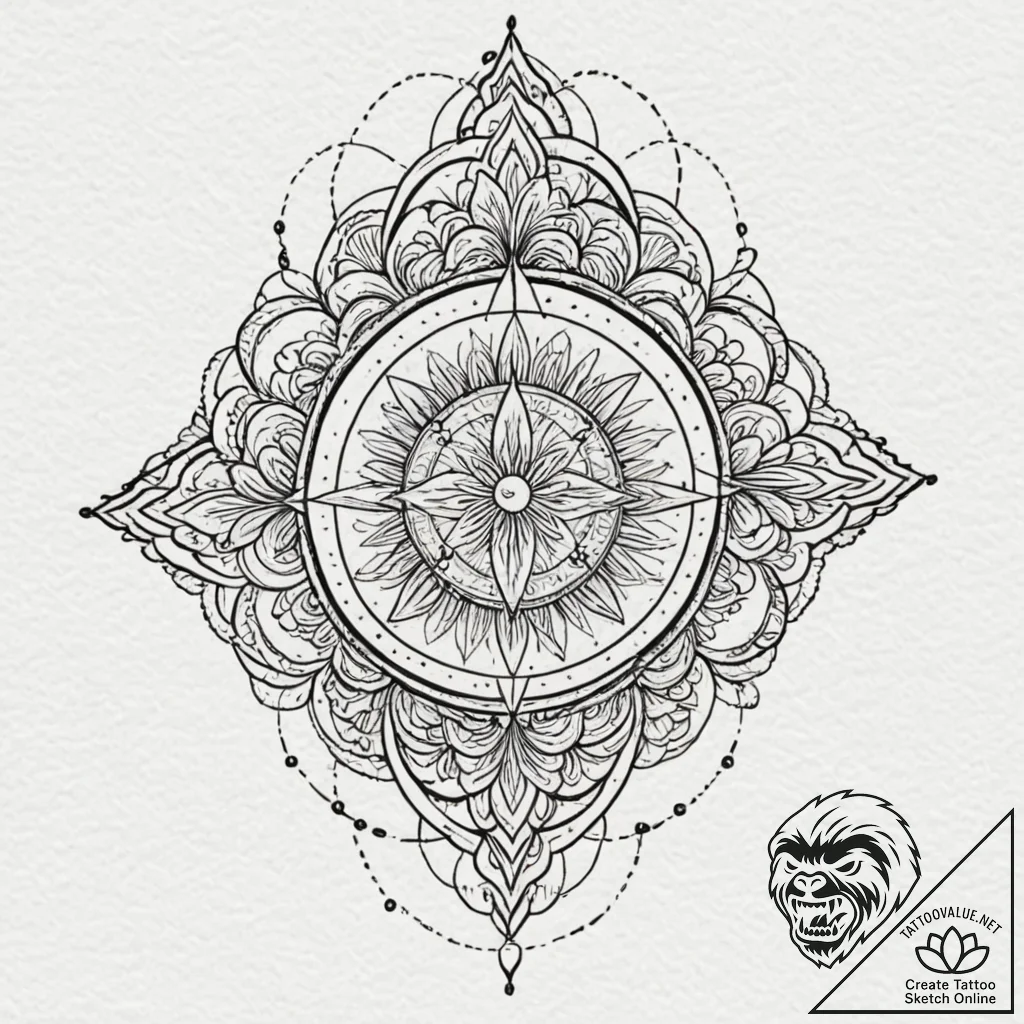 P, ink illustration for tattoo, fine lines, d... - tattoo sketch (№1753184514_0, 22.07.2025 11:41) — tattoovalue.net