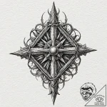 Glyph-etched relic crowned with thorns, tatto… – tattoo sketch (№1753184941_0, 22.07.2025 11:49) — tattoovalue.net