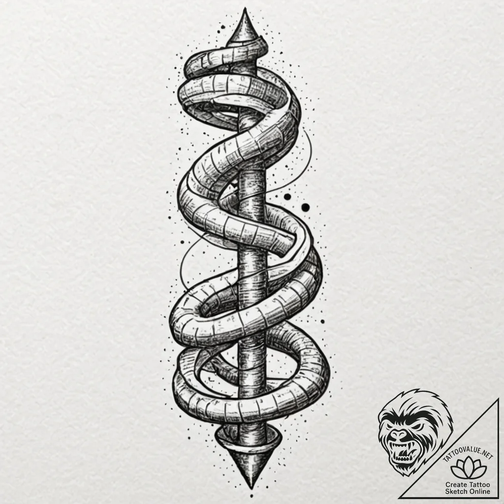 Slinky toy, but it's a spinal column, tattoo... - tattoo sketch (№1753185366_0, 22.07.2025 11:56) — tattoovalue.net