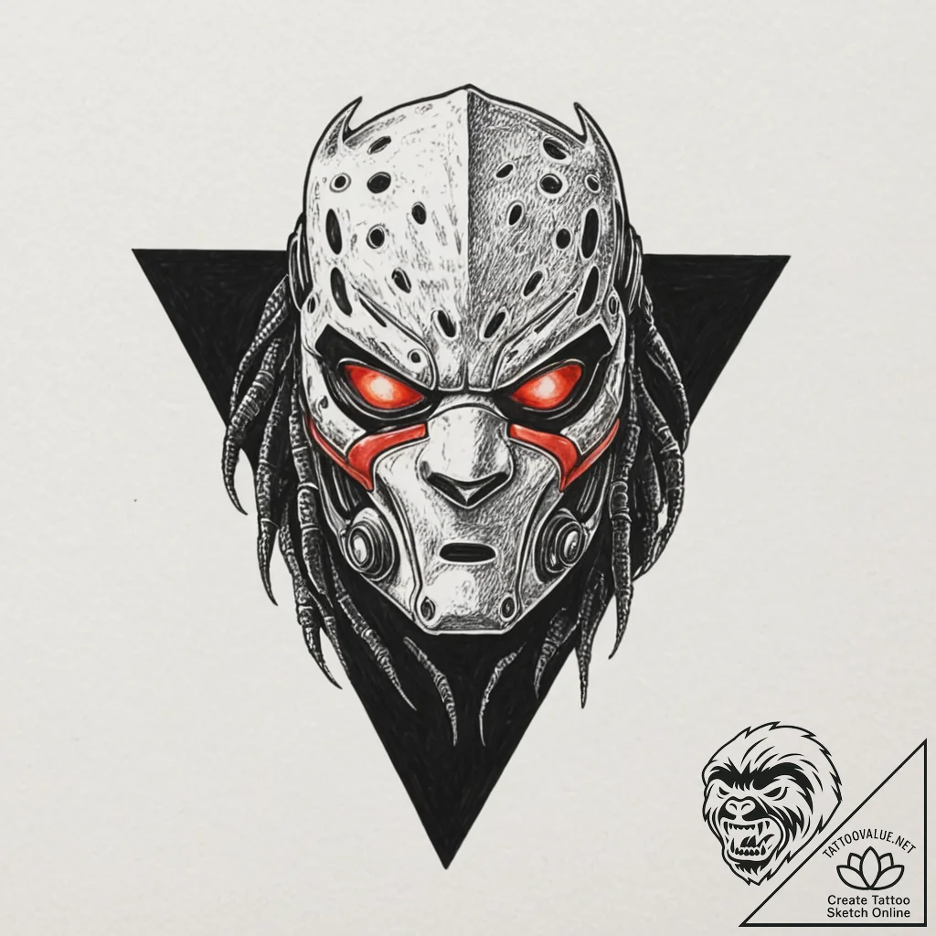 Predator's bio-mask, with the triangular lase... - tattoo sketch (№1753185621_0, 22.07.2025 12:00) — tattoovalue.net